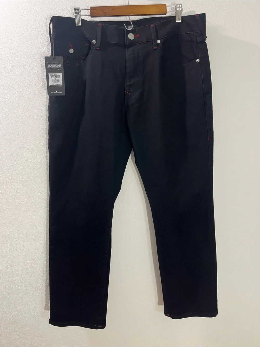 True Religion Ricky Applique SN Flap Straight “2SB Black Rinse” 36x30 #701564
